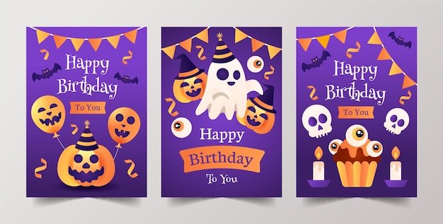 Collection De Cartes D'halloween Dégradées