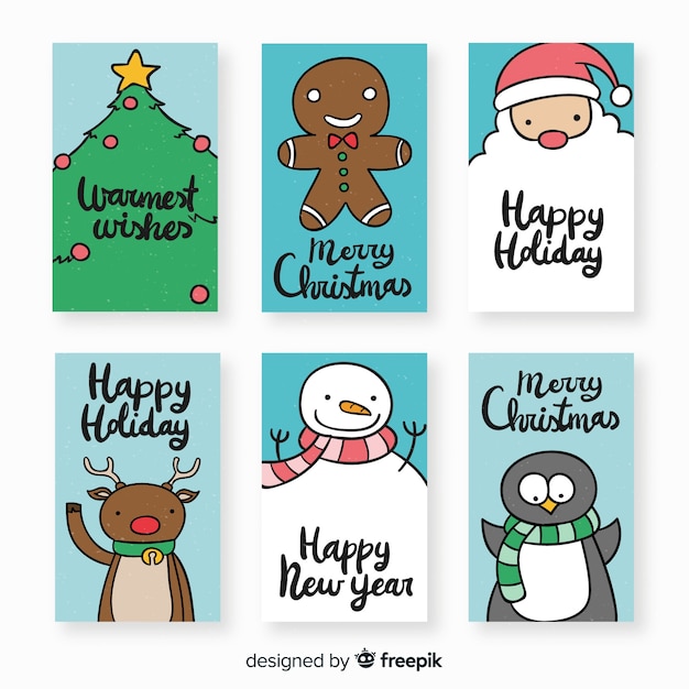 Collection De Cartes De Noël Dessinées à La Main