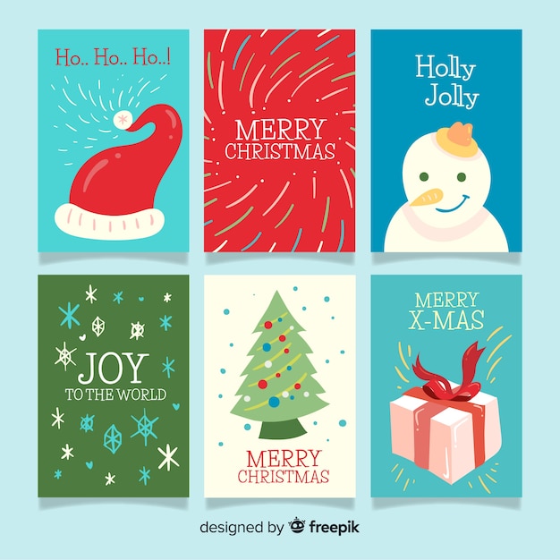 Collection De Cartes De Noël Dessinées à La Main