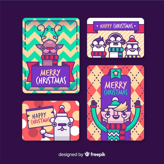 Collection De Cartes De Noël De Personnages