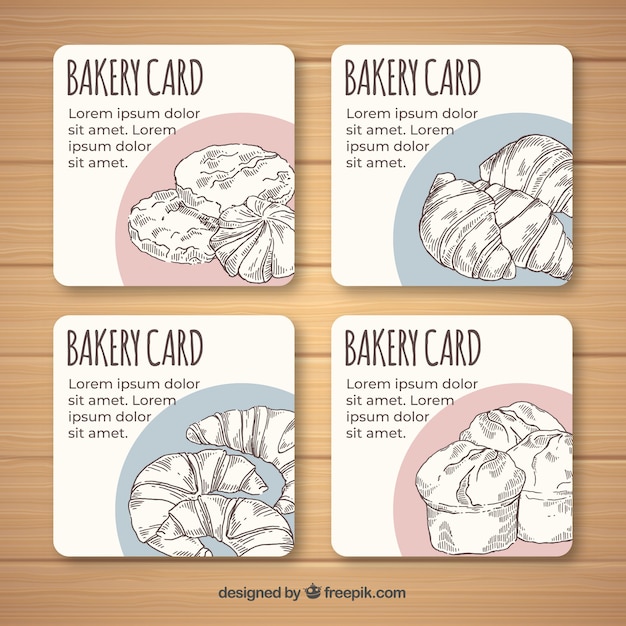 Vecteur gratuit collection de cartes avec de la nourriture différente