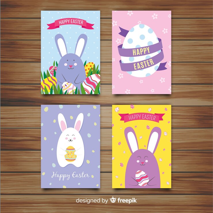 Vecteur gratuit collection de cartes de pâques