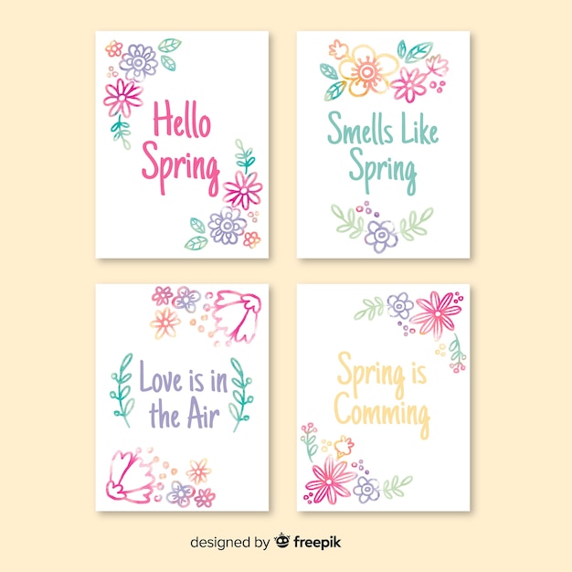 Collection De Cartes De Printemps Aquarelle