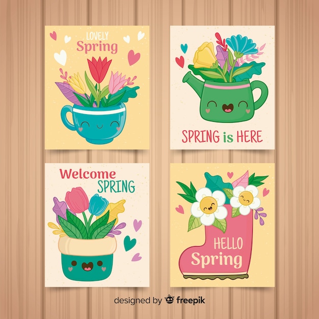 Collection De Cartes De Printemps Mignons