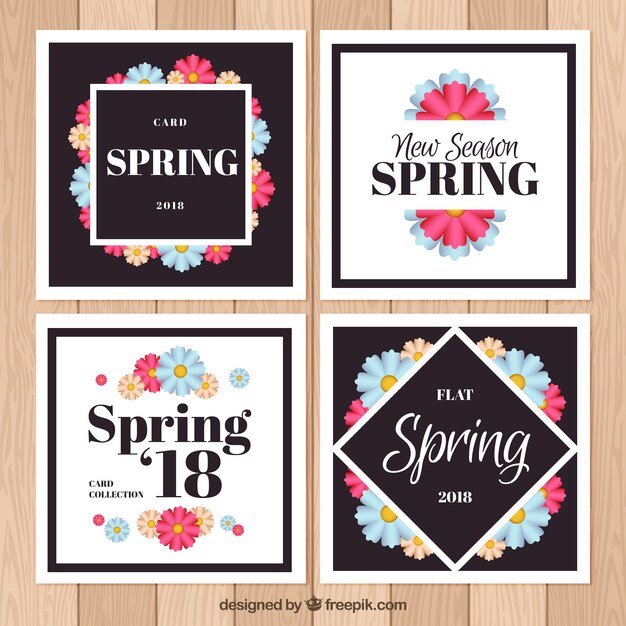 Collection De Cartes Printemps Plat