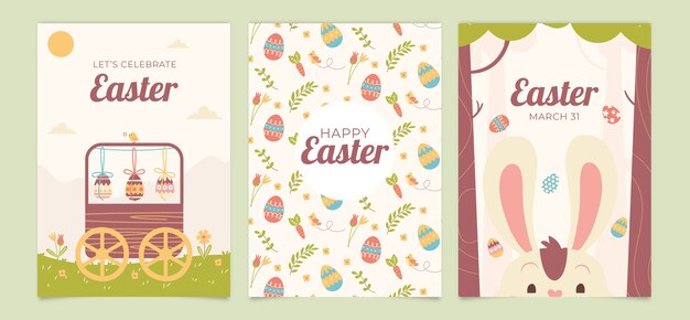 Vecteur gratuit collection de cartes de vœux à l'aquarelle pour les vacances de pâques.