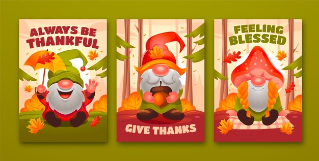 Collection de cartes de vœux dégradées pour la célébration de Thanksgiving