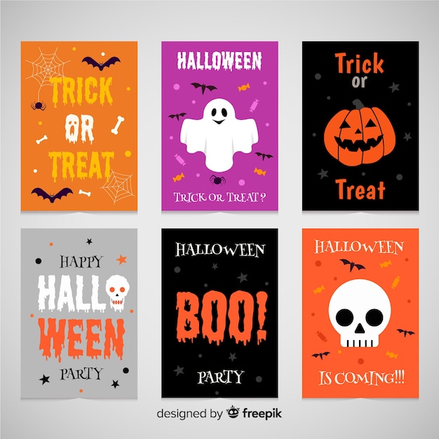 Collection De Cartes De Voeux Halloween De Six