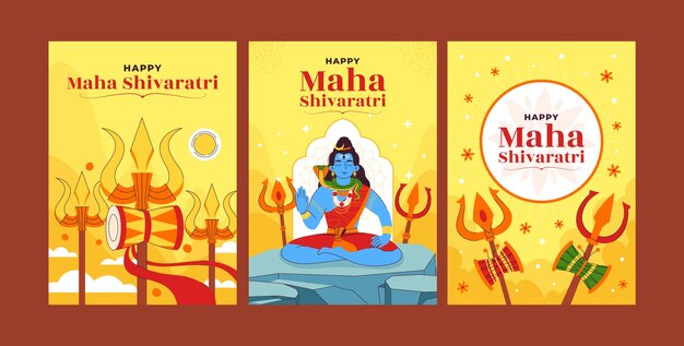 La collection de cartes de vœux de Maha Shivratri est plate.
