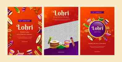 Vecteur gratuit collection de cartes de vœux pour le festival de lohri