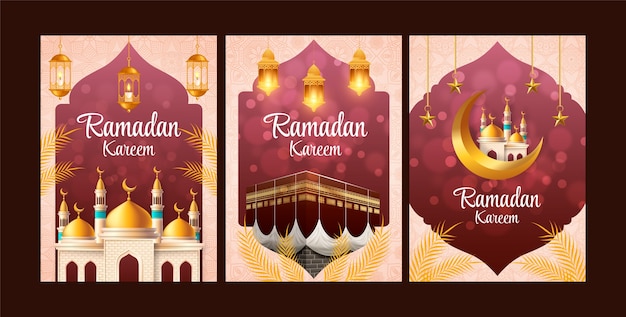 Collection de cartes de voeux réalistes pour la célébration islamique du ramadan