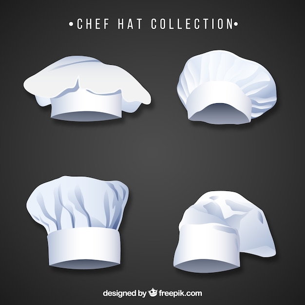 Vecteur gratuit collection de chapeau de chef avec design plat