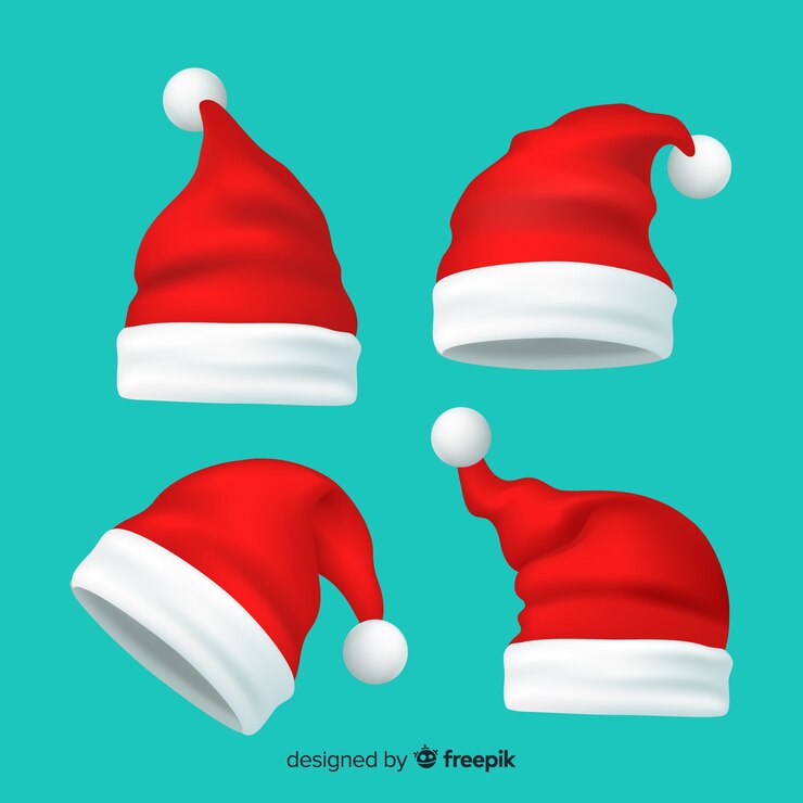 Vecteur gratuit collection de chapeau de père noël réaliste