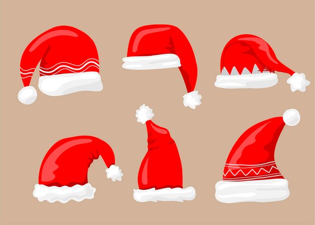 Collection de chapeaux de père Noël dessinés à la main