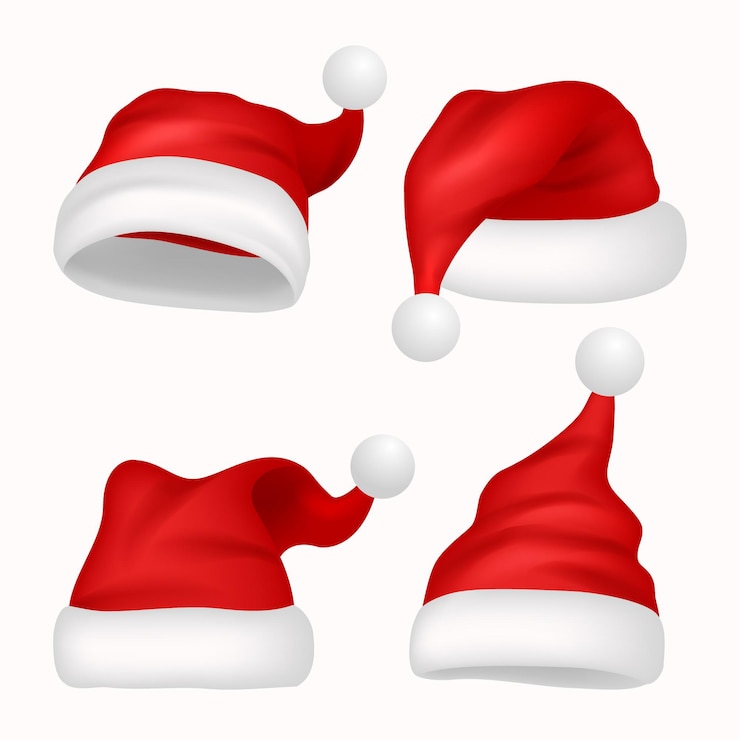 Vecteur gratuit collection de chapeaux de père noël réalistes