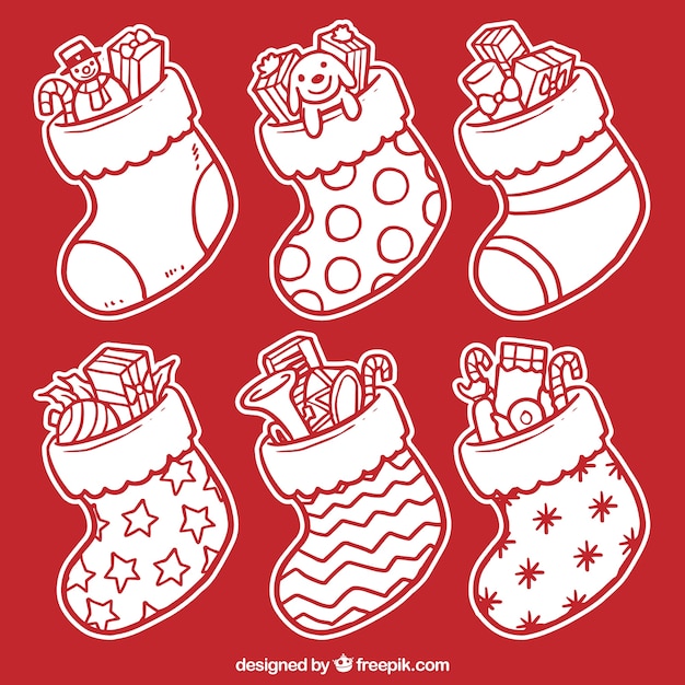 Vecteur gratuit collection de chaussettes noël blanc