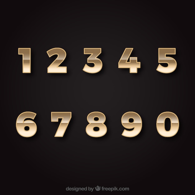Collection de chiffres avec un style doré