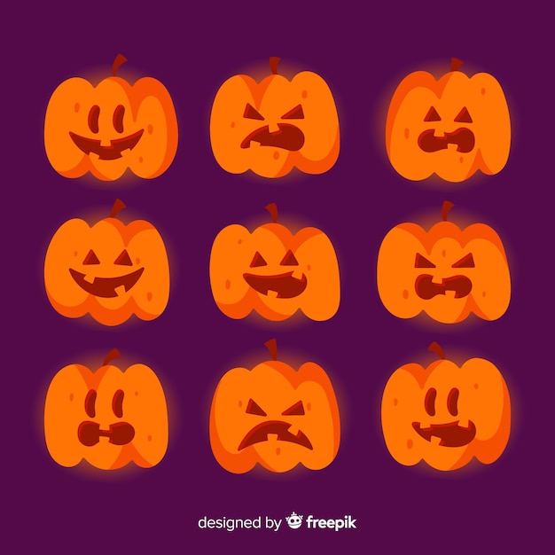 Collection De Citrouille D'halloween Classique Avec Un Design Plat