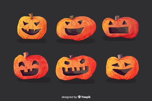 Collection de citrouilles d'halloween aquarelle