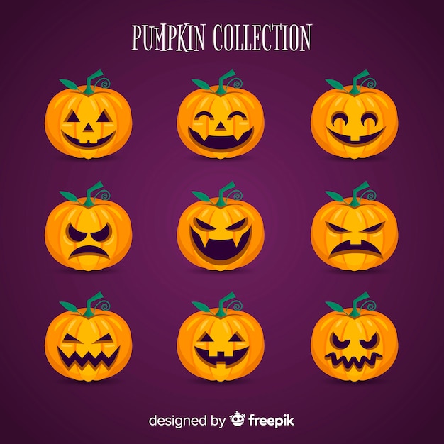 Collection De Citrouilles D'halloween Au Design Plat