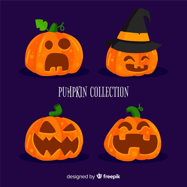 Collection De Citrouilles D'halloween Design Plat