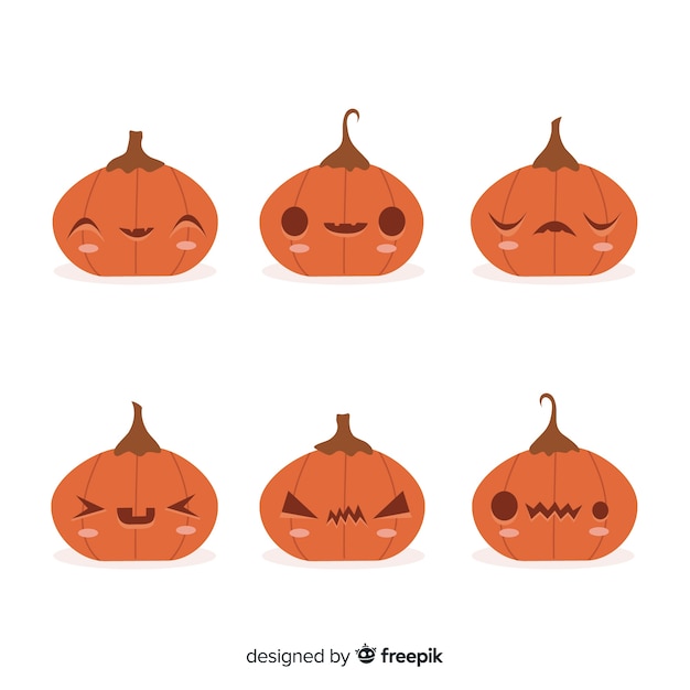 Collection De Citrouilles D'halloween Minimaliste Dessinés à La Main