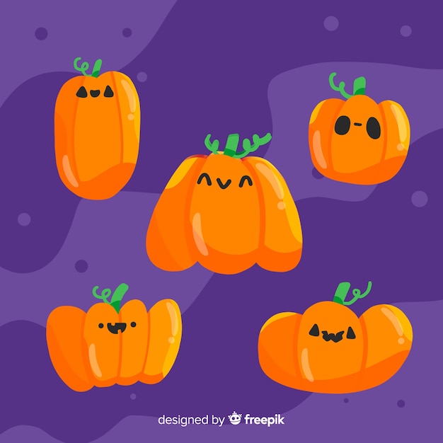 Collection De Citrouilles D'halloween Plates