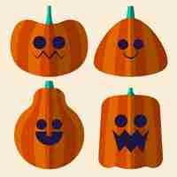 Vecteur gratuit collection de citrouilles d'halloween plates