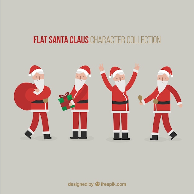 Vecteur gratuit collection claus santa in design plat