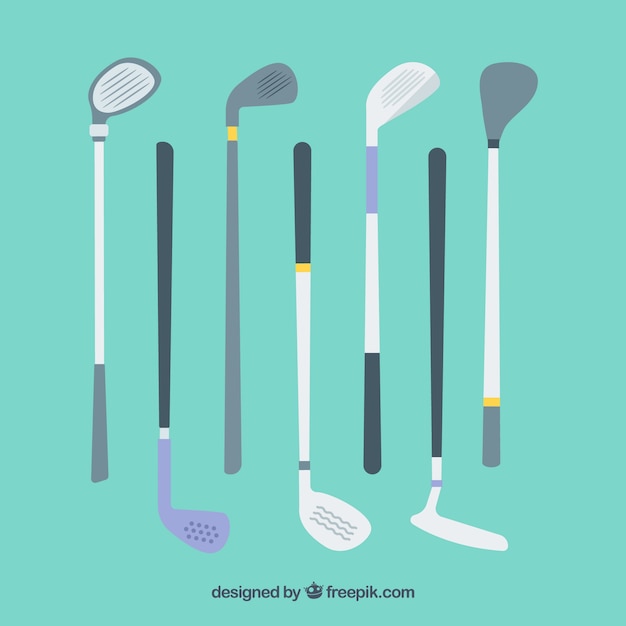 Vecteur gratuit collection de club de golf dans un style plat