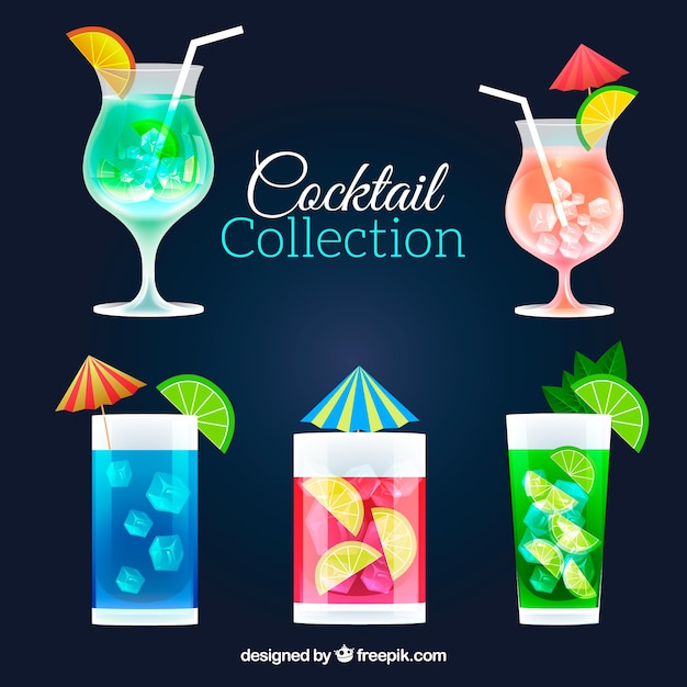 Vecteur gratuit collection de cocktail en design plat