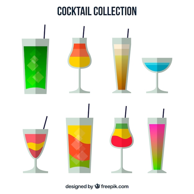 Vecteur gratuit collection de cocktail en design plat