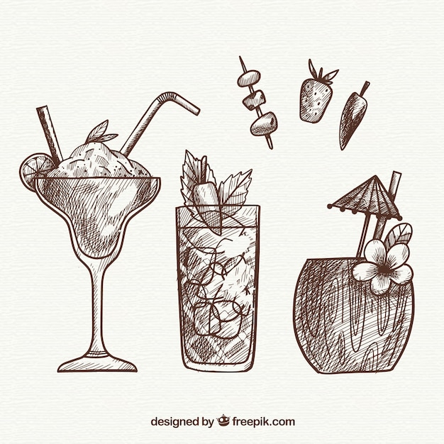Vecteur gratuit collection de cocktail dessiné à la main avec un style fragmentaire