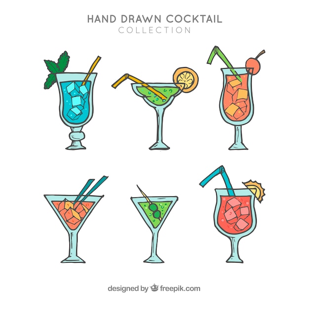 Vecteur gratuit collection de cocktail dessiné à la main