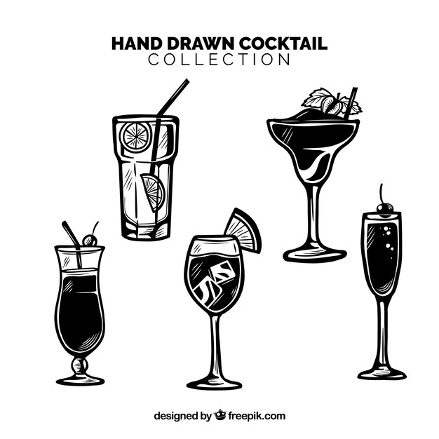 Collection de cocktail dessiné à la main