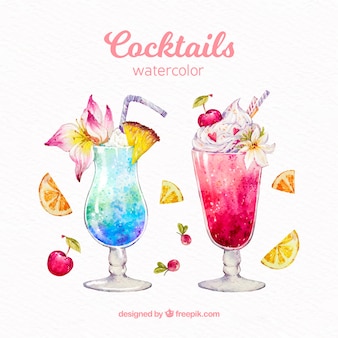 Collection de cocktail tropical avec style aquarelle