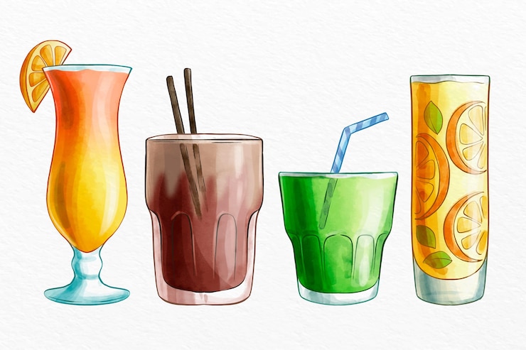 Vecteur gratuit collection de cocktails aquarelle