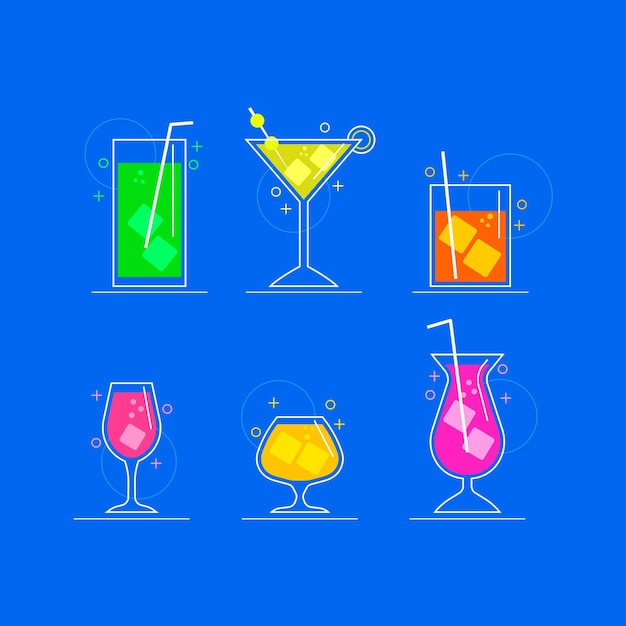 Vecteur gratuit collection de cocktails au design plat