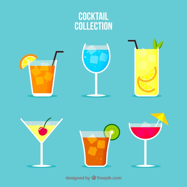 Vecteur gratuit collection de cocktails colorés avec un design plat