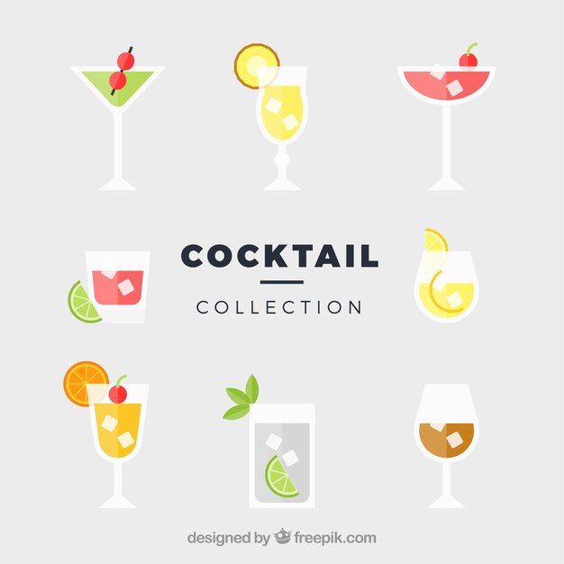 Collection de cocktails colorés avec un design plat