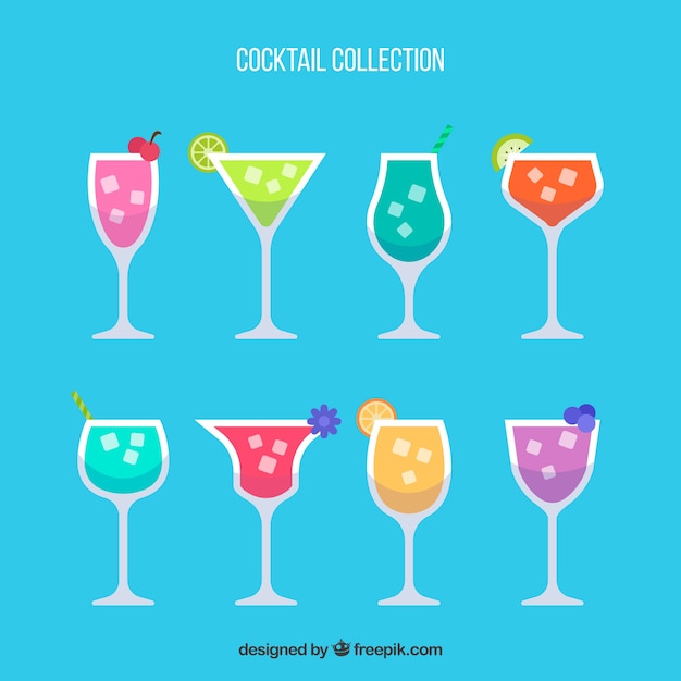 Vecteur gratuit collection de cocktails en design plat