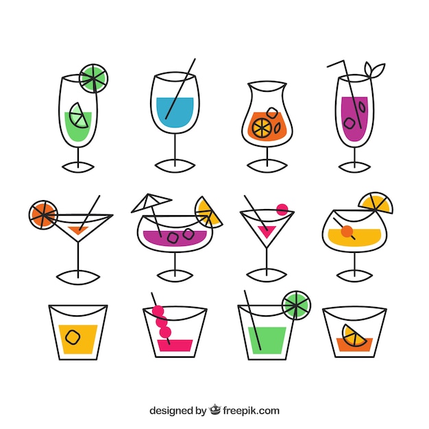 Vecteur gratuit collection de cocktails avec un design plat