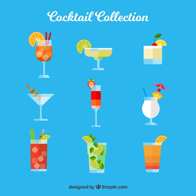 Vecteur gratuit collection de cocktails avec un design plat