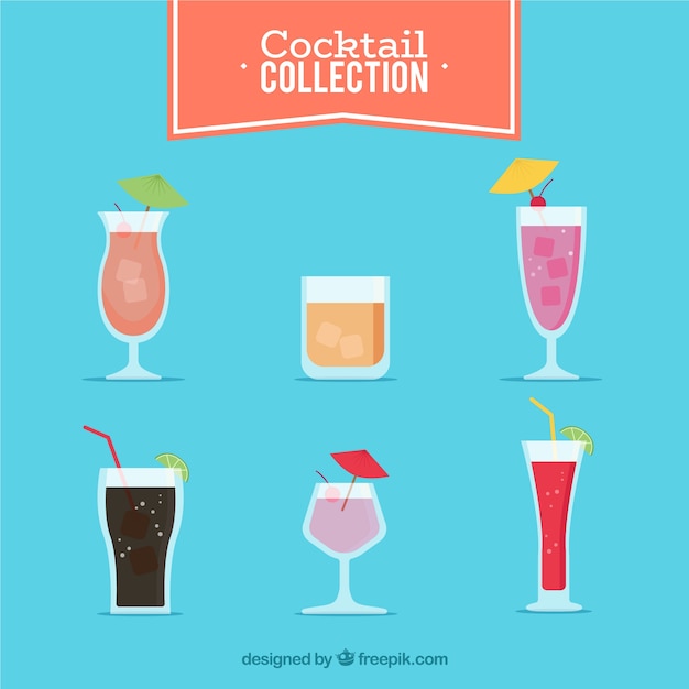 Vecteur gratuit collection de cocktails avec un design plat