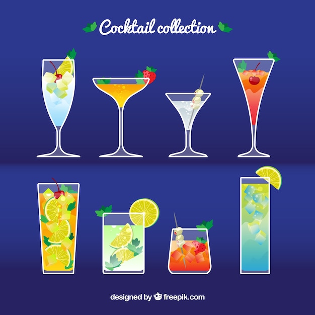 Collection de cocktails avec un design plat