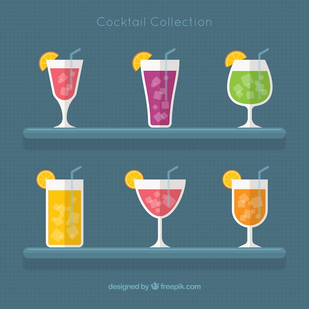 Vecteur gratuit collection de cocktails avec un design plat