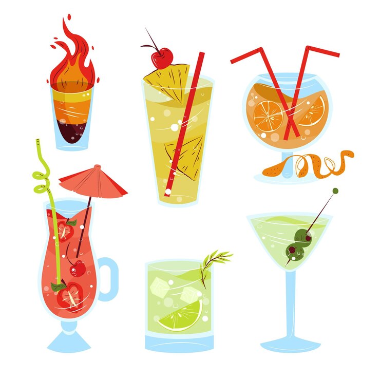 Vecteur gratuit collection de cocktails dessinés à la main