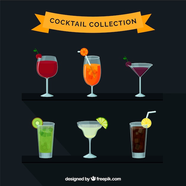 Collection De Cocktails Avec Différents Licor