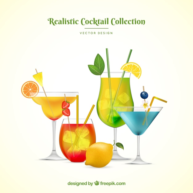 Vecteur gratuit collection de cocktails d'été dans un style réaliste