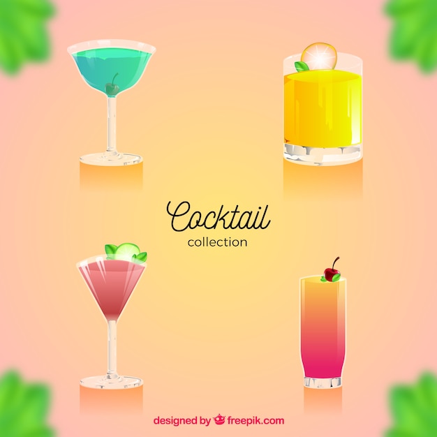 Vecteur gratuit collection de cocktails d'été dans un style réaliste